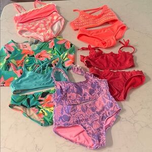 Cat & Jack Girls Mixed Bright Swim Bikini Set - Pink, Coral, Teal, Purple, Red